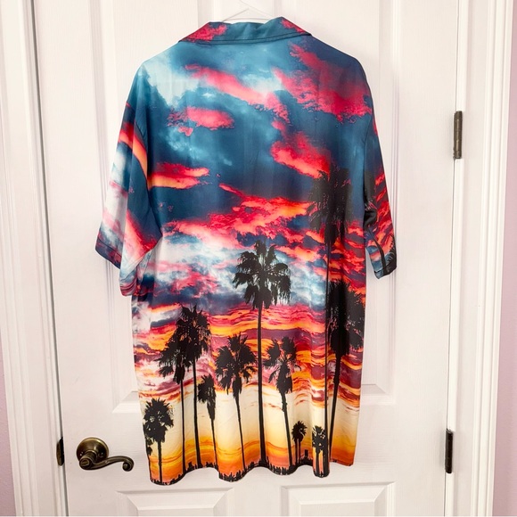Misslook mens palm tree sunset design casual button down collared shirt, XXL - Picture 6 of 12